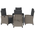vidaXL Ensemble de jardin 5 pièces gris en rotin poly