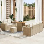 vidaXL Ensemble de canapé de jardin 8 Pièces Beige polyrotin