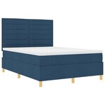 vidaXL Lit à ressort LED avec matelas Bleu 160 x 200 cm tissu