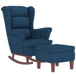 vidaXL Fauteuil à bascule à oreilles en velours bleu bois massif