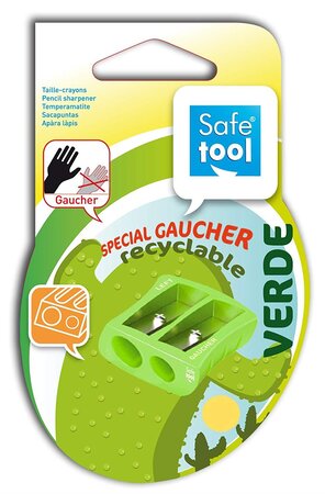 Taille-crayon 'VERDE' 2 usages plastique Spécial GAUCHER Vert SAFETOOL