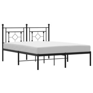 vidaXL Cadre de lit métal sans matelas avec tête de lit noir 140x190cm