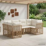 vidaXL Ensemble de canapés d'extérieur 6 Pièces Naturel Polyester