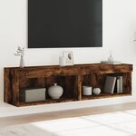 vidaXL Meubles TV avec lumières LED 2 Pièces chêne fumé 60x30x30 cm