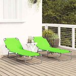 vidaXL Chaise longue pliante 2 Pièces Vert 188 x 57 x 86 5 cm Polyester