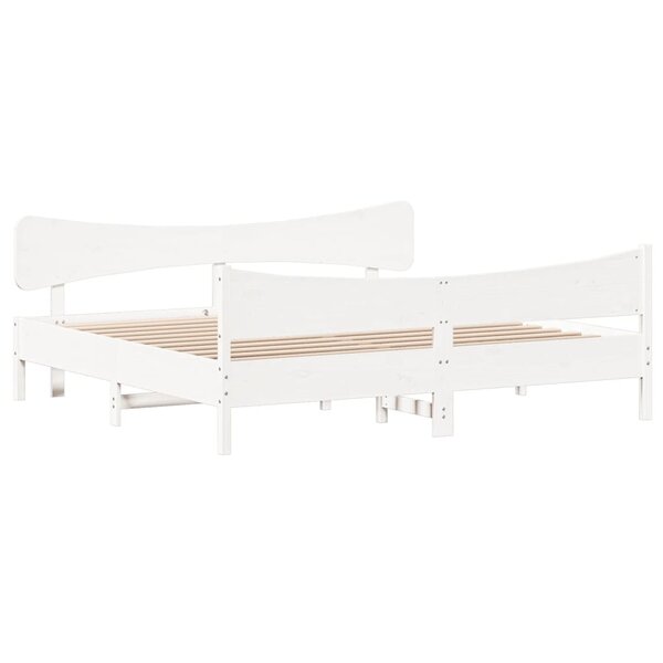 vidaXL Cadre de lit sans matelas blanc 200x200 cm bois massif de pin