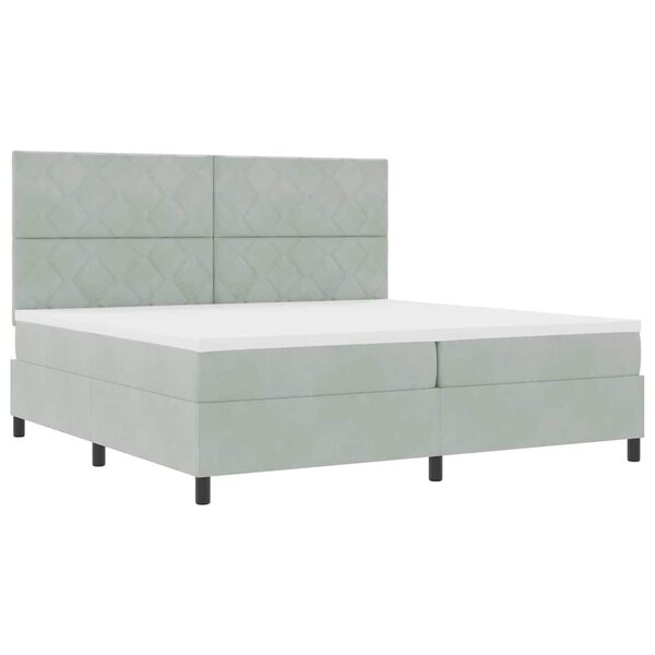 vidaXL Lit à ressorts avec matelas Gris clair 200 x 200 cm Velours