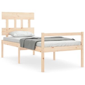 vidaXL Lit pour personne âgée et tête de lit 90x200 cm bois massif