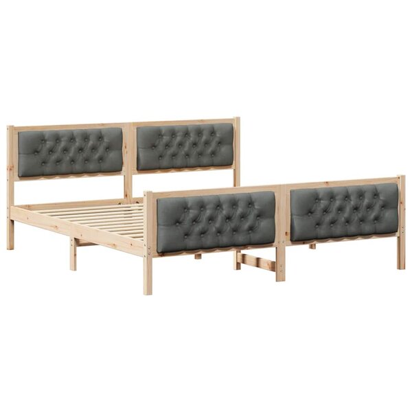 vidaXL Cadre de lit Gris foncé 180 x 200 cm Pin massif
