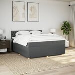vidaXL Sommier à lattes de lit avec matelas Gris foncé 180x200cm Tissu