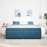 vidaXL Cadre de lit avec matelas Bleu foncé 200 x 200 cm Velours
