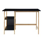 Bureau table poste de travail avec 2 étagères 120 x 60 x 75 cm noir effet bois 03_0009051