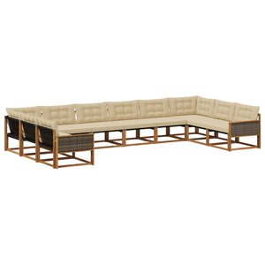 vidaXL Ensemble de canapés d'extérieur 10 pc Naturel et Beige