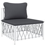 Salon de jardin meuble d'extérieur ensemble de mobilier 4 pièces avec coussins blanc acier 02_0016084
