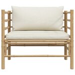vidaXL Canapé de jardin avec coussins blanc crème Bambou