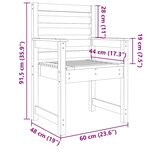 vidaXL Chaises de jardin lot de 2 blanc 60x48x91 cm bois massif de pin
