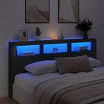 vidaXL Armoire tête de lit avec LED noir 200x17x102 cm