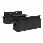 vidaXL Salon de jardin 7 Pièces avec coussins noir résine tressée