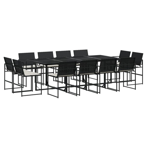 vidaXL Ensemble à manger de jardin 13 Pièces coussins noir résine tressée