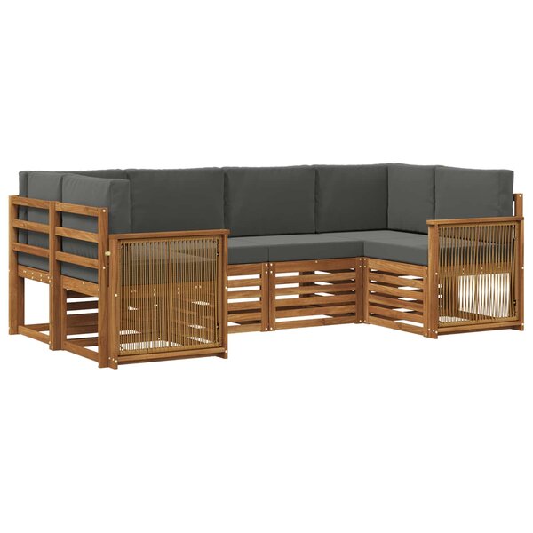 vidaXL Ensemble de canapé d'angle 5 Pièces Naturel et Anthracite
