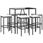 vidaXL Ensemble de bar de jardin 7 Pièces avec coussins noir poly rotin