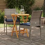 vidaXL Chaises de jardin avec coussin 2 Pièces Gris et bleu marine