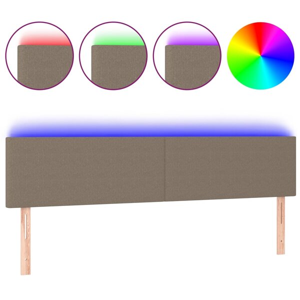 vidaXL Tête de lit à LED Taupe 200x5x78/88 cm Tissu