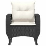 vidaXL Chaise à bascule de jardin avec coussins noir résine tressée