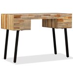 vidaXL Bureau Teck de récupération massif 110 x 50 x 76 cm