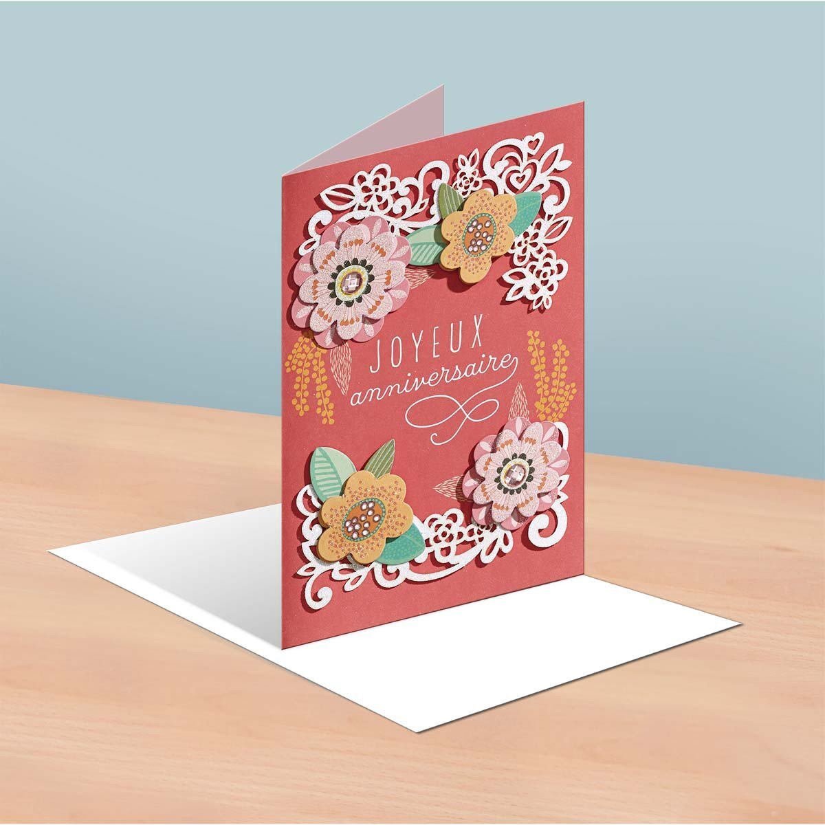 Carte anniversaire femme décor en fleurs reliefées - draeger paris - La  Poste