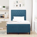 Lit Box Spring vidaXL avec Matelas et LED Bleu Foncé 120x200 cm Velours