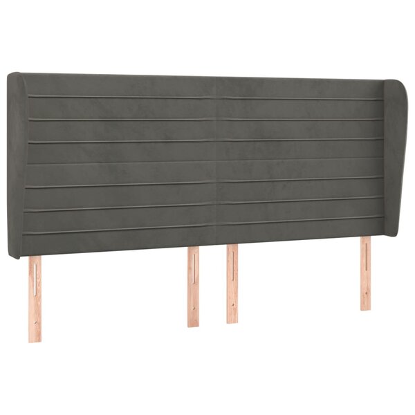 vidaXL Tête de lit avec oreilles Gris foncé 203x23x118/128 cm Velours