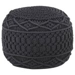 vidaXL Pouf fait à la main en macramé Anthracite 45x30 cm Coton