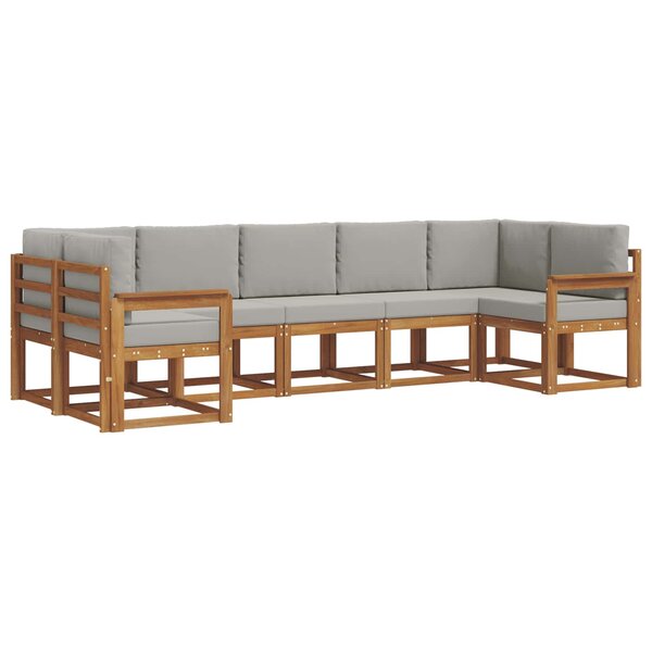 vidaXL Ensemble de canapés d'extérieur 7 pc Naturel et gris clair