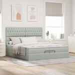 vidaXL Cadre de lit ottoman avec matelas gris clair 200x200 cm velours