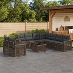 vidaXL Ensemble de canapé de jardin 10 pc Gris et Gris foncé polyrotin