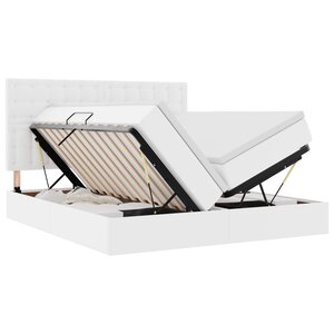 vidaXL Lit avec rangement et LED Blanc pur 200 x 200 cm Simili cuir