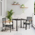 vidaXL Ensemble de salle à manger pour jardin 3 Pièces Noir polyrotin