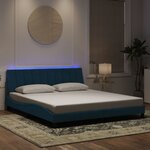 vidaXL Cadre de lit avec LED sans matelas Hanko bleu 180x200 cm velours