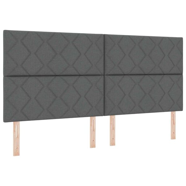 vidaXL Lit à ressort LED avec matelas Gris foncé 200 x 200 cm tissu