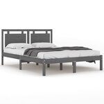 vidaXL Cadre de lit Gris Bois massif 140x200 cm
