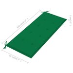 vidaXL Banc de jardin avec coussin vert 120 cm Bois de teck massif