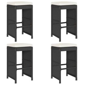 vidaXL Tabourets de bar de jardin et coussins lot de 4 résine tressée