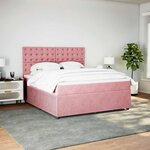 vidaXL Sommier à lattes de lit avec matelas Rose 180x200 cm Velours