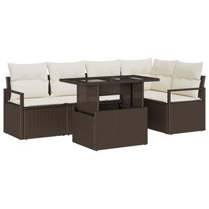 vidaXL Ensemble de canapé de jardin 6 Pièces Marron Poly rotin
