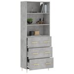 vidaXL Buffet haut Gris béton 69 5x34x180 cm Bois d'ingénierie