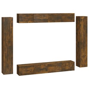 vidaXL Ensemble de meubles TV 8 Pièces Chêne fumé Bois d'ingénierie