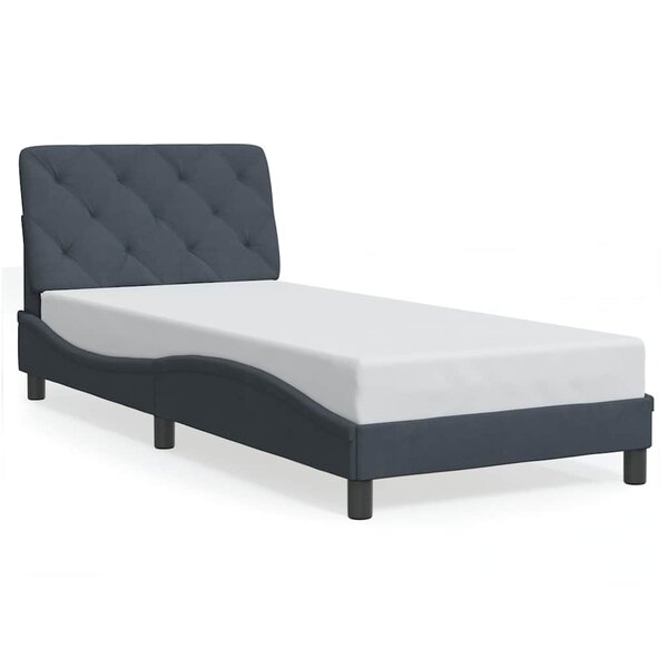 vidaXL Cadre de lit sans matelas gris foncé 90x200 cm velours