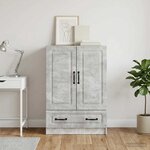 vidaXL Buffet Gris béton 66 x 34 5 x 92 cm Bois d'ingénierie