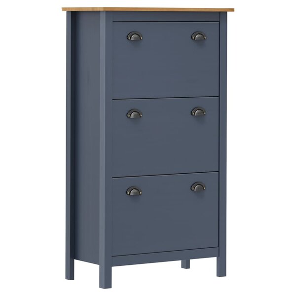 vidaXL Armoire à chaussures Hill Gris 72x35x124 cm Bois de pin solide